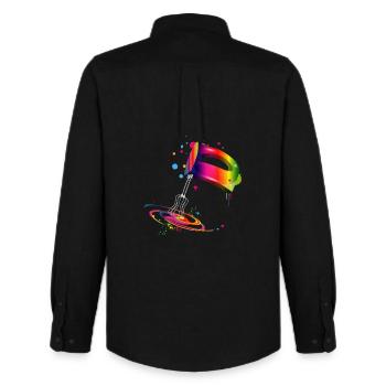 Hand mixer in bright rainbow colours - Men's Oxford Shirt by Stanley/Stella - black - Back - AI Model Male 185 dark (185cm)