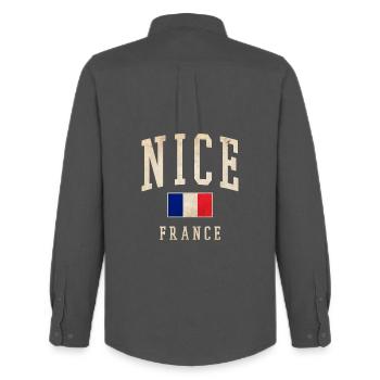 Beau drapeau français - Chemise Oxford homme Stanley/Stella - charbon - Dos - AI Model Male 185 dark (185cm)