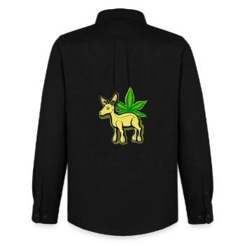 Biche Cannabis-Cartoon Cannabiche 05 ohne Tippfehler - Männer Oxford Hemd von Stanley/Stella - Schwarz - Hinten - AI Model Male 185 dark (185cm)