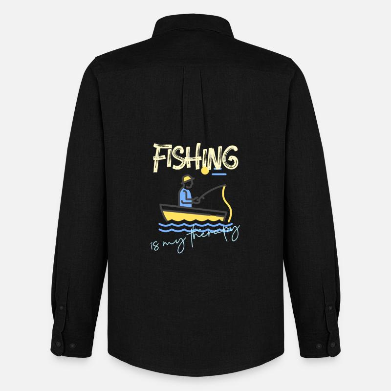 Fishing Is My Therapy - Männer Oxford Hemd von Stanley/Stella - Schwarz