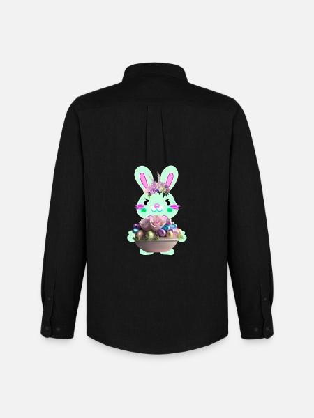 süßer Osterhase mit Ostereier - Männer Oxford Hemd von Stanley/Stella - Schwarz