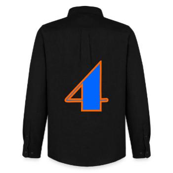 4 YEARS,4TH BIRTHDAY,4 YEARS,FOUR - Men's Oxford Shirt by Stanley/Stella - black - Back - AI Model Male 185 dark (185cm)