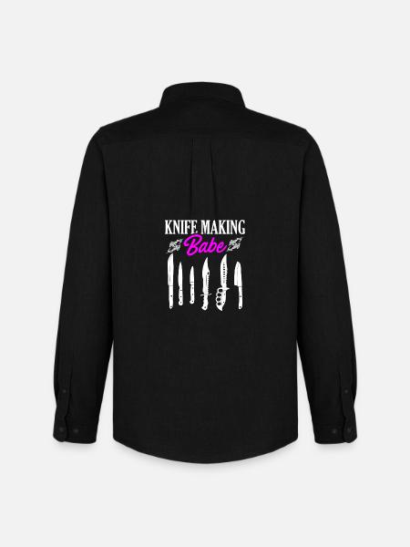 Knife Making Babe Knives Design - Men's Oxford Shirt by Stanley/Stella - black