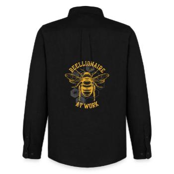 Reellionaire at Work Bee - Men's Oxford Shirt by Stanley/Stella - black - Back - AI Model Male 185 dark (185cm)