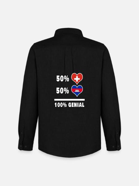 Camboya y Suiza 100% impresionante bandera - Camisa Oxford hombre Stanley/Stella - negro