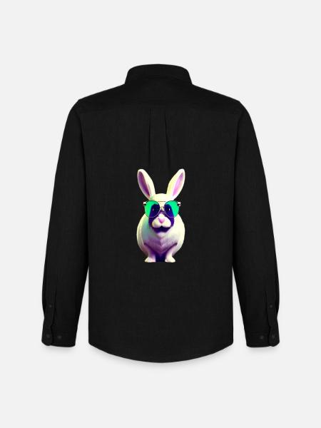 cool rabbit with sunglasses - Men's Oxford Shirt by Stanley/Stella - black