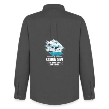 Scuba Diver Spearfishing Design - Men's Oxford Shirt by Stanley/Stella - anthracite - Back - AI Model Male 185 dark (185cm)