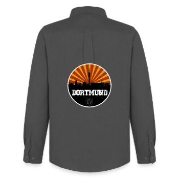 Dortmund Skyline Retro - Men's Oxford Shirt by Stanley/Stella - anthracite - Back - AI Model Male 185 dark (185cm)