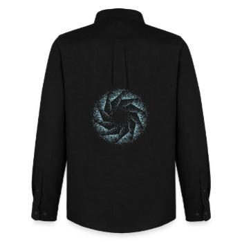 Engrenage à roue gyroscopique polygonale de forme pointillée - Chemise Oxford homme Stanley/Stella - noir - Dos - AI Model Male 185 dark (185cm)