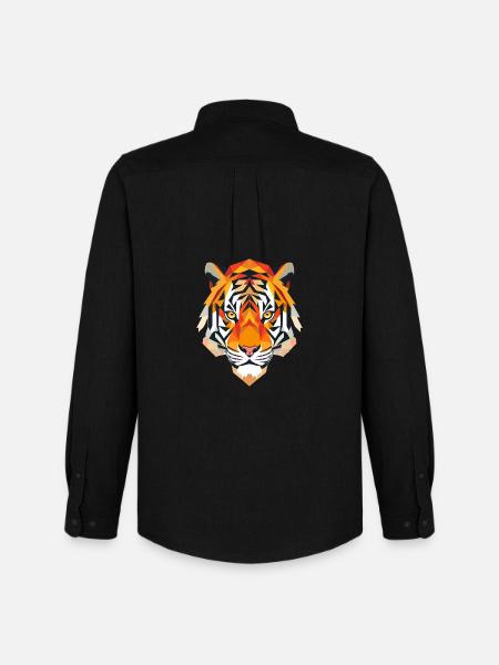 Stylized Tiger, Geometric - Men's Oxford Shirt by Stanley/Stella - black