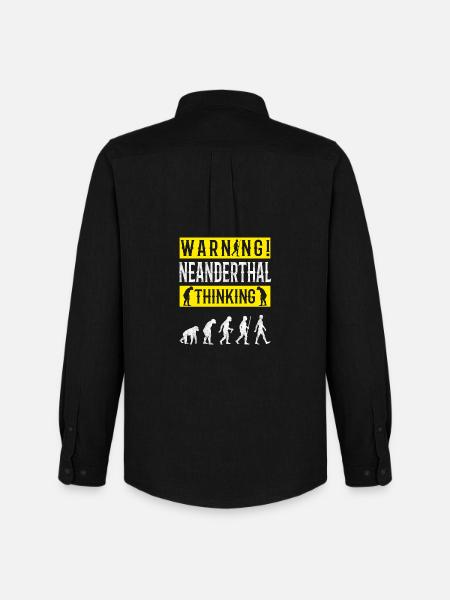Warning! Neanderthal-thinking anthropologist - Men's Oxford Shirt by Stanley/Stella - black