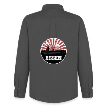 Essen Skyline Home Game - Men's Oxford Shirt by Stanley/Stella - anthracite - Back - AI Model Male 185 dark (185cm)