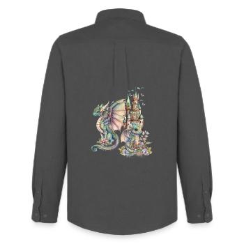 Dragon fantastique avec château de conte de fées - Chemise Oxford homme Stanley/Stella - charbon - Dos - AI Model Male 185 dark (185cm)