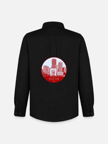 Boston Skyline Circle - Men's Oxford Shirt by Stanley/Stella - black