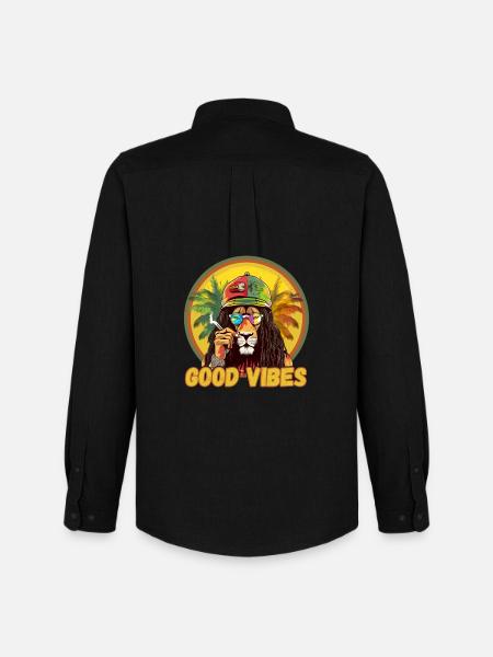 Rasta Lion Good Vibes - Men's Oxford Shirt by Stanley/Stella - black