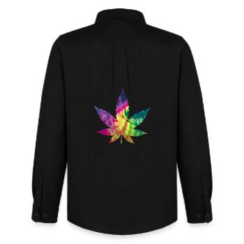 Tie Dye Batik Cannabis Leaf | Hemp leaf - Men's Oxford Shirt by Stanley/Stella - black - Back - AI Model Male 185 dark (185cm)