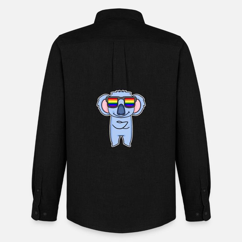 Regenbogen - Koala mit Brille - Männer Oxford Hemd von Stanley/Stella - Schwarz