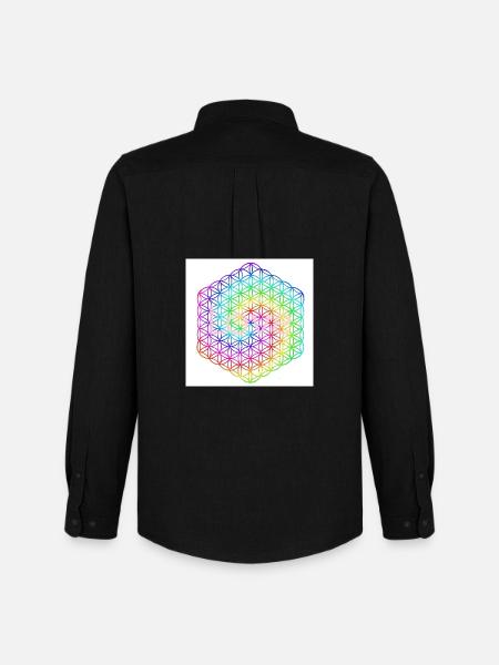 Livets blomst - 5. dimension - Mandala - kærlighed - Oxfordskjorte herre Stanley/Stella - sort