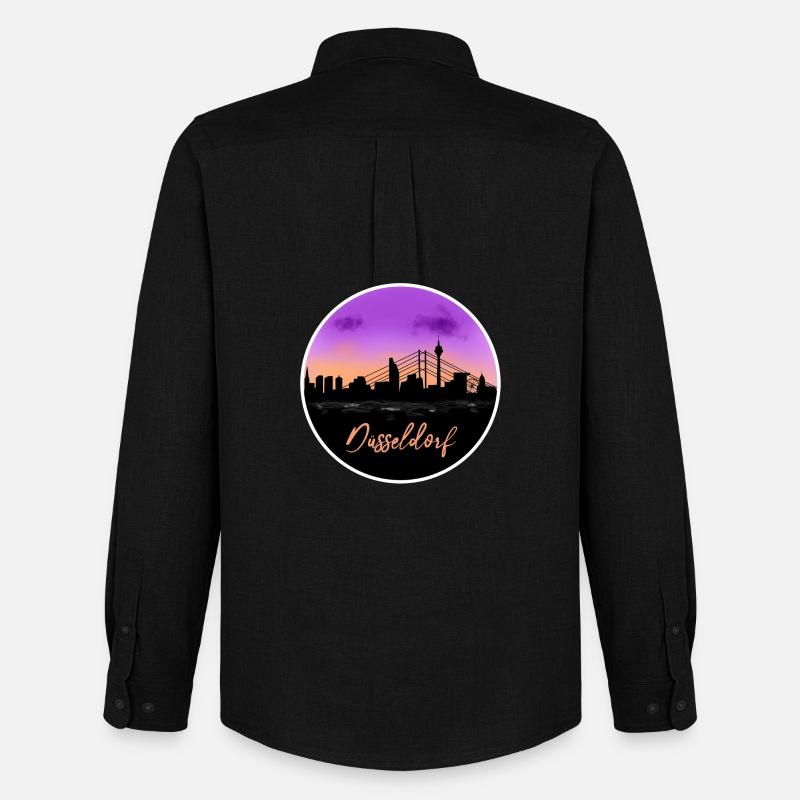 Düsseldorf Fine Skyline - Männer Oxford Hemd von Stanley/Stella - Schwarz
