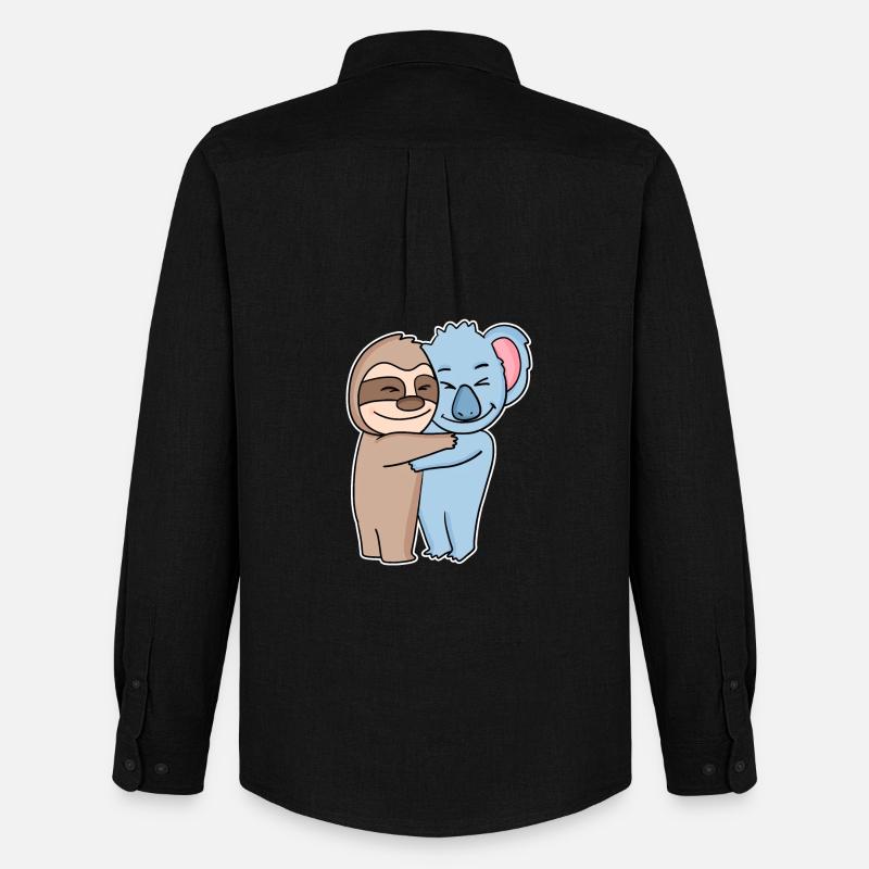 Sloth and koala hugging - hug - Men's Oxford Shirt by Stanley/Stella - black