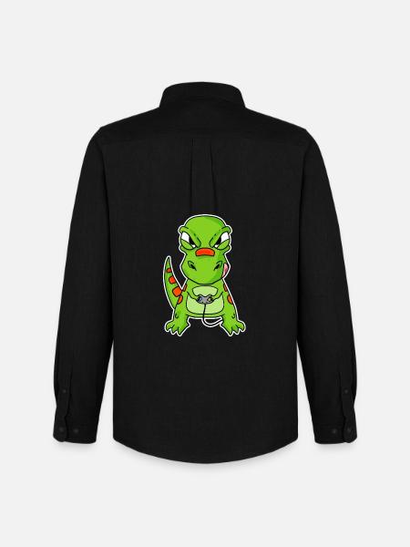 Dino Gamer Gaming Zocken Zocker - Men's Oxford Shirt by Stanley/Stella - black