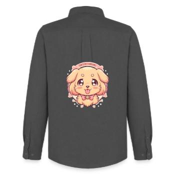 Golden Retriever Kawaii Puppies Dog Design - Men's Oxford Shirt by Stanley/Stella - anthracite - Back - AI Model Male 185 dark (185cm)