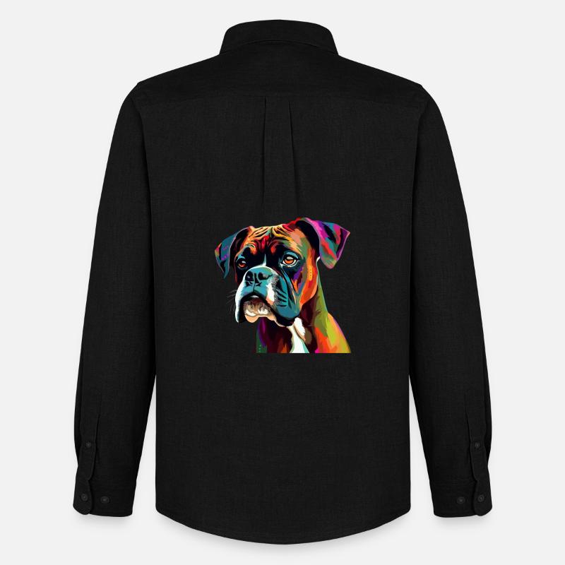 Boxer Hund Bunt - Männer Oxford Hemd von Stanley/Stella - Schwarz