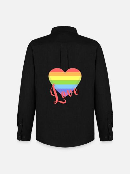 t-skjorte elsker gay lgbt hjerte lgbtqia+ gaveide - Stanley/Stella Oxfordskjorte herre - svart
