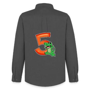 5 Birthday 5 years old with animal motif - five - Men's Oxford Shirt by Stanley/Stella - anthracite - Back - AI Model Male 185 dark (185cm)