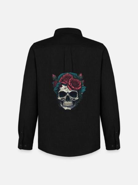 Skull with roses - Men's Oxford Shirt by Stanley/Stella - black