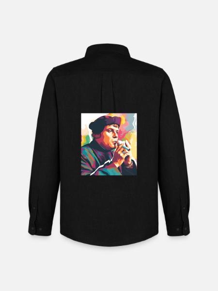 Martin Luther smoking - Men's Oxford Shirt by Stanley/Stella - black
