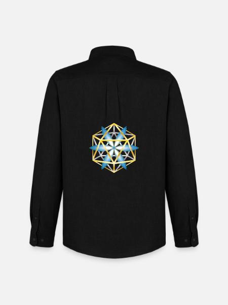 Geometric Mandala Design Blue Gold - Men's Oxford Shirt by Stanley/Stella - black