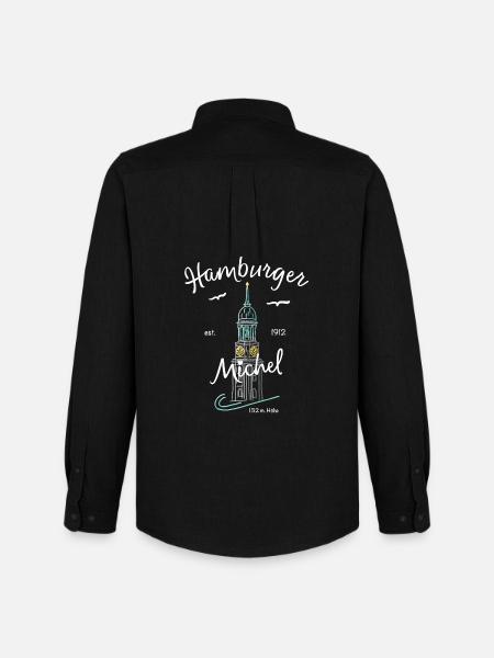Hamburger Michel, Kirchturm, Germany - Men's Oxford Shirt by Stanley/Stella - black