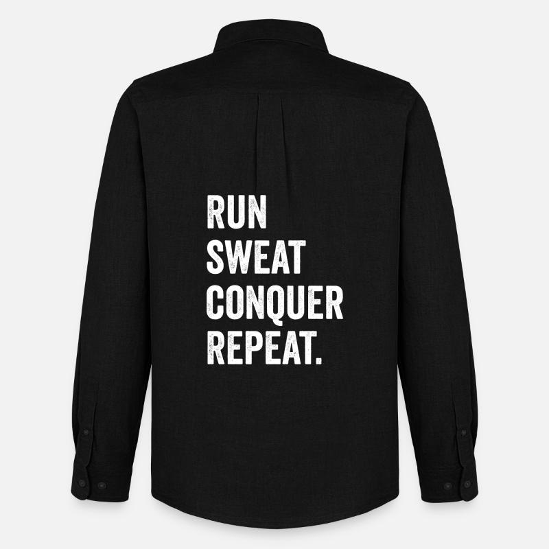 Courir. Sueur. Conquérir. Répéter. - Chemise Oxford homme Stanley/Stella - noir