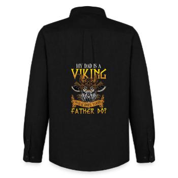 Viking Father - Men's Oxford Shirt by Stanley/Stella - black - Back - AI Model Male 185 dark (185cm)