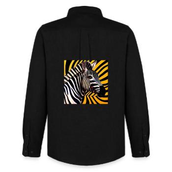 Zebra - Männer Oxford Hemd von Stanley/Stella - Schwarz - Hinten - AI Model Male 185 dark (185cm)