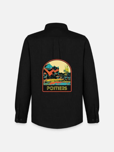 Futuroscope illustration escutcheon, Poitiers France - Men's Oxford Shirt by Stanley/Stella - black