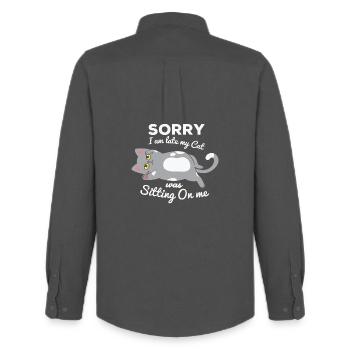pas du matin, être en retard, rater le réveil - Chemise Oxford homme Stanley/Stella - charbon - Dos - AI Model Male 185 dark (185cm)