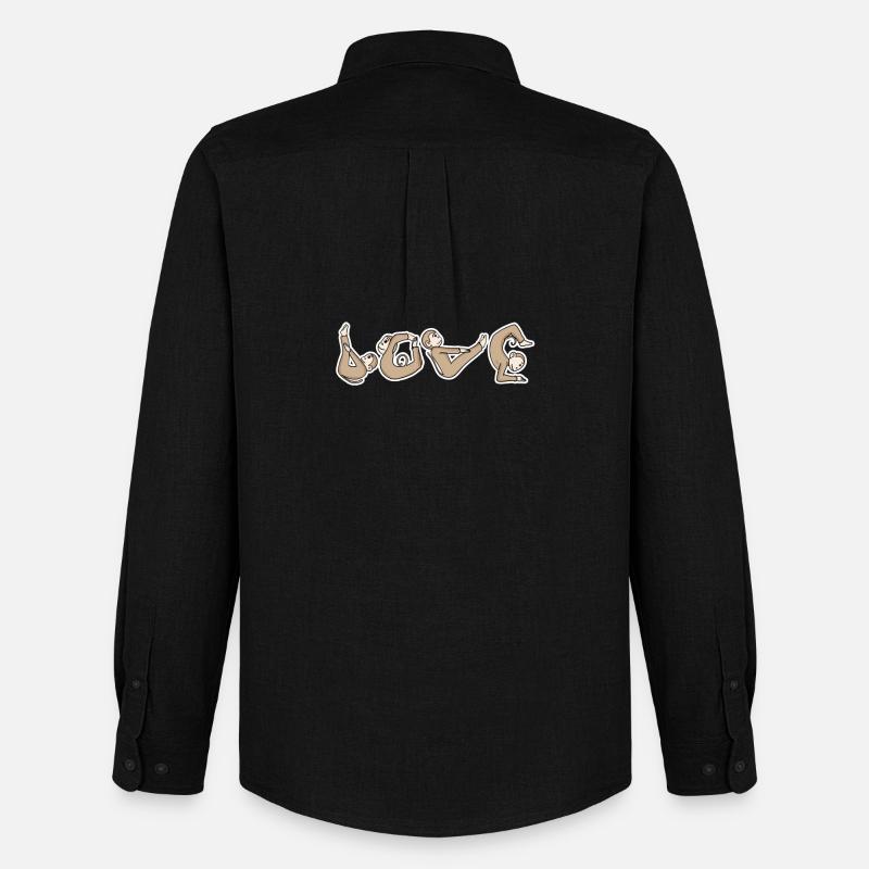 Affe LOVE Yoga - Männer Oxford Hemd von Stanley/Stella - Schwarz