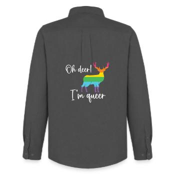 Pride Month LGBTQ - Oh Hirsch, ich bin queer! - Männer Oxford Hemd von Stanley/Stella - Anthrazit - Hinten - AI Model Male 185 dark (185cm)