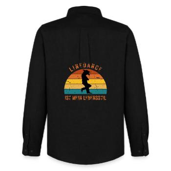 Ideales Geschenk: Linedance ist mein Lebensstil - Männer Oxford Hemd von Stanley/Stella - Schwarz - Hinten - AI Model Male 185 dark (185cm)