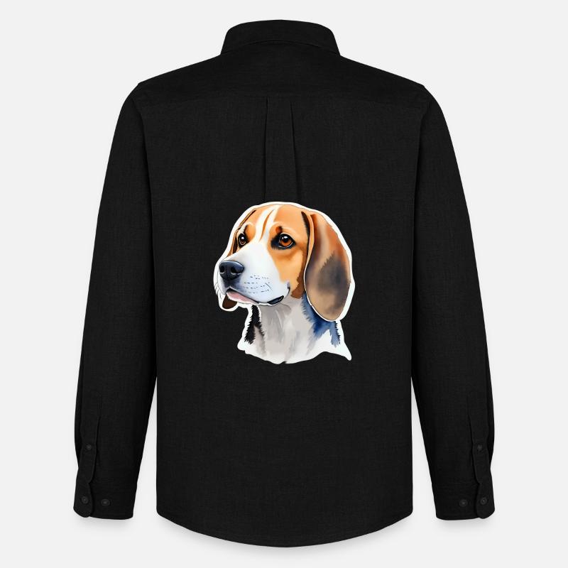 Beagle - Männer Oxford Hemd von Stanley/Stella - Schwarz