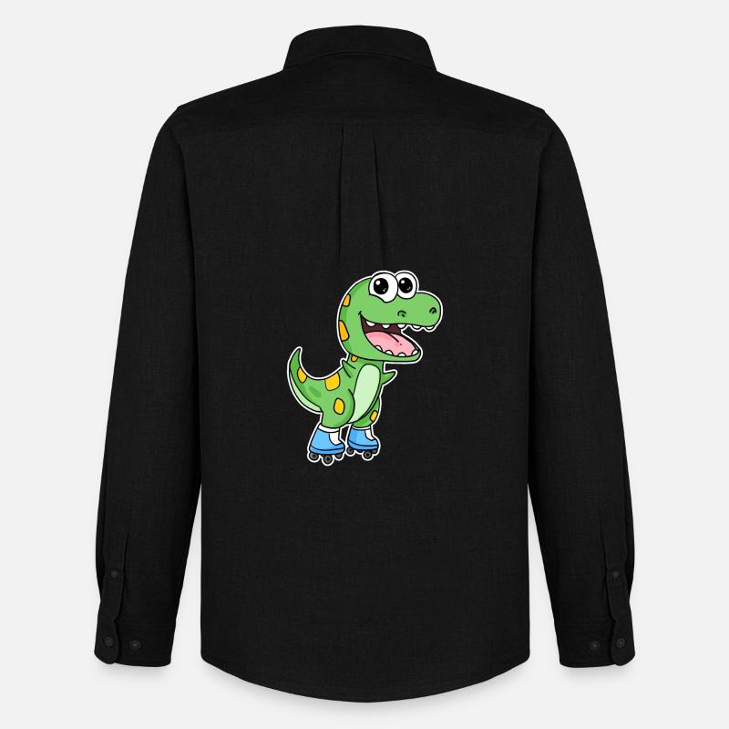 Dinosaurier Skating - Männer Oxford Hemd von Stanley/Stella - Schwarz