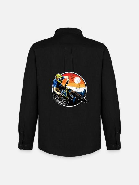 Sunset MTB Rider Circle - Männer Oxford Hemd von Stanley/Stella - Schwarz