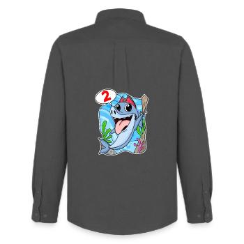 2nd Birthday Motif Shark Pirate - Two Years - Men's Oxford Shirt by Stanley/Stella - anthracite - Back - AI Model Male 185 dark (185cm)