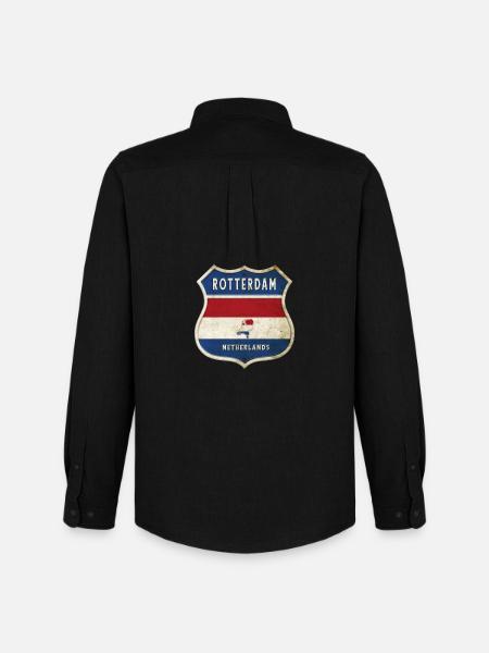 Rotterdam Niederlande Wappen Design - Männer Oxford Hemd von Stanley/Stella - Schwarz