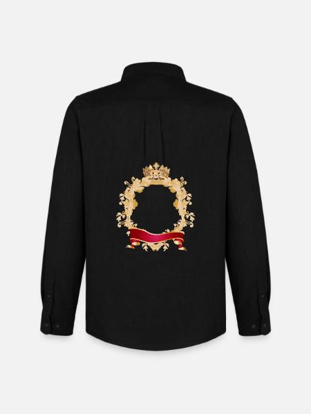 Royal ramme i våbenskjold stil med krone - Oxfordskjorte herre Stanley/Stella - sort