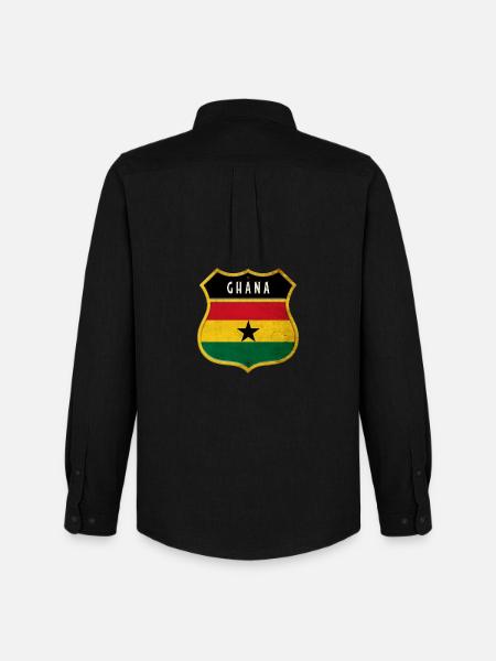 Ghana Wappen Flaggen Design - Männer Oxford Hemd von Stanley/Stella - Schwarz