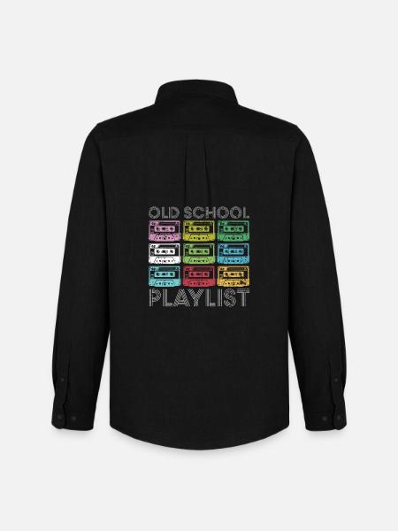 Rainbow Cassette Grid Print - Men's Oxford Shirt by Stanley/Stella - black