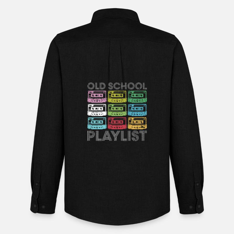 Rainbow Cassette Grid Print - Men's Oxford Shirt by Stanley/Stella - black
